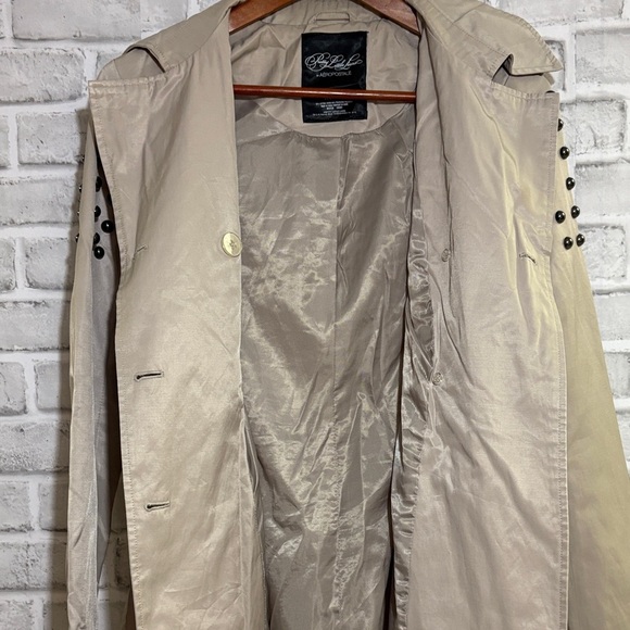 Aeropostale pretty little liars Beige Trench Coat Black Studded Sleeves, XS - Picture 10 of 10